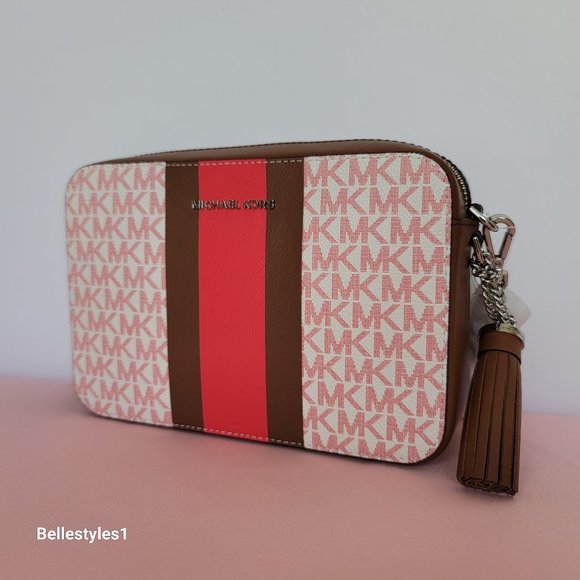 MICHAEL KORS Jet Set Medium Signature Logo Print Camera Bag-Geranium Multi - Picture 5 of 16